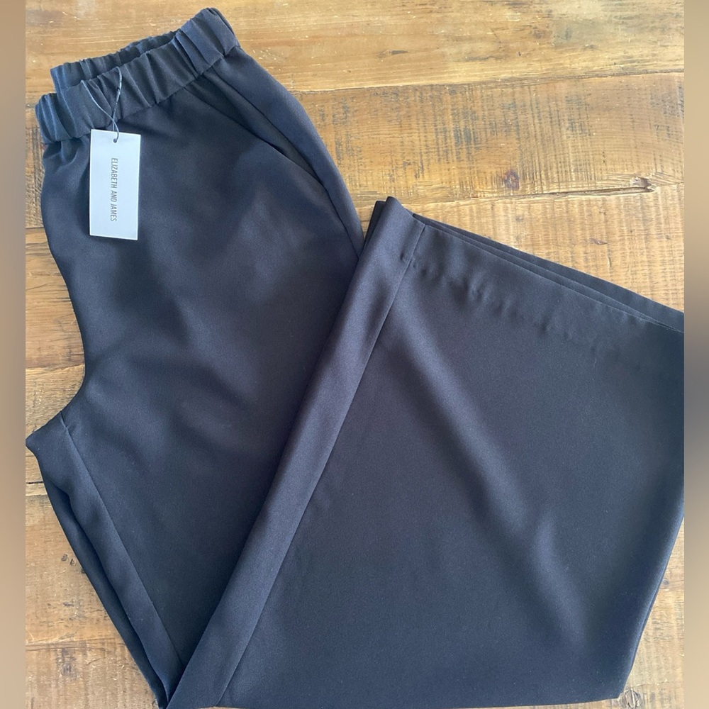 NEW Elizabeth and James High Rise Wide Leg Flowy Pull On Black Pants - Picture 2 of 9